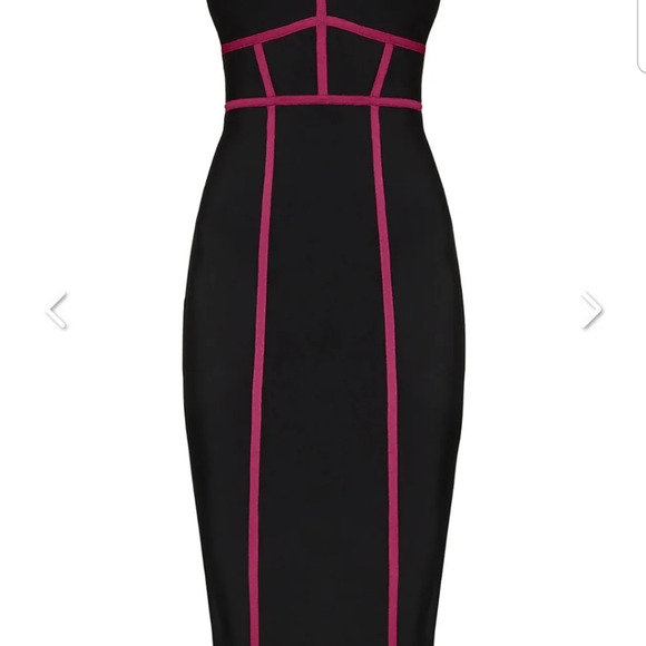 BCBGMaxAzria bodycon midi black/hot pink dress - NWT - size large - Picture 8 of 8